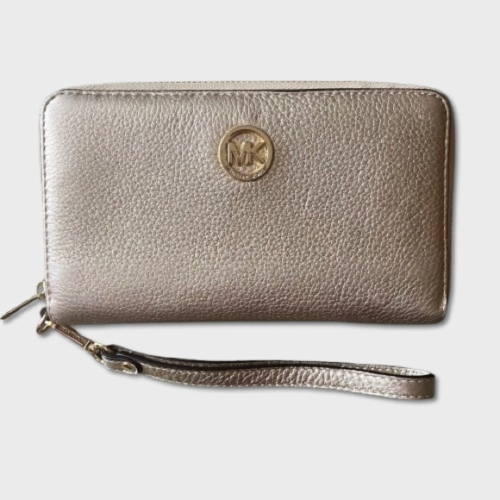 Michael Kors Gold Leather Wallet Wristlet